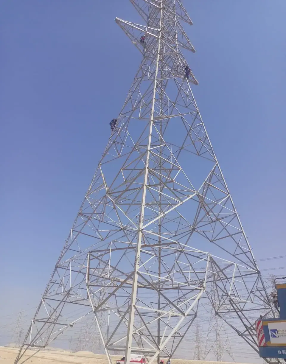 فنيون يعملون على ارتفاع