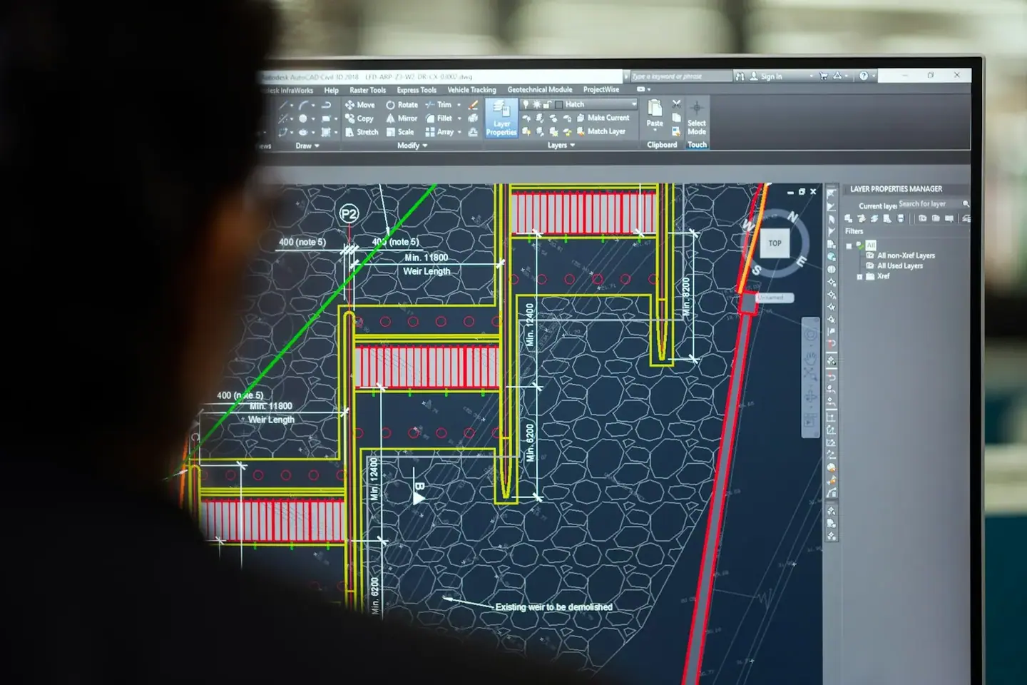 مخطط مبنى مفتوح في برنامج CAD